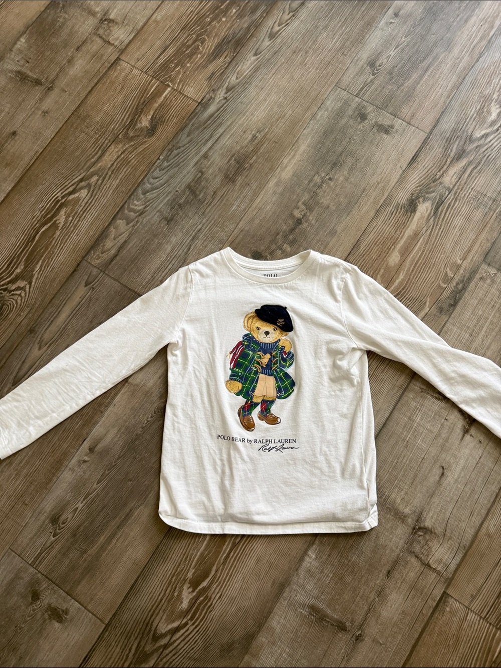 Polo by Ralph Lauren White Long-Sleeve Tee with Polo Bear Graphic